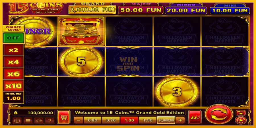 15 Coins Grand Gold Edition Halloween Jackpot dirua lortzeko joko-makina, irudia 1