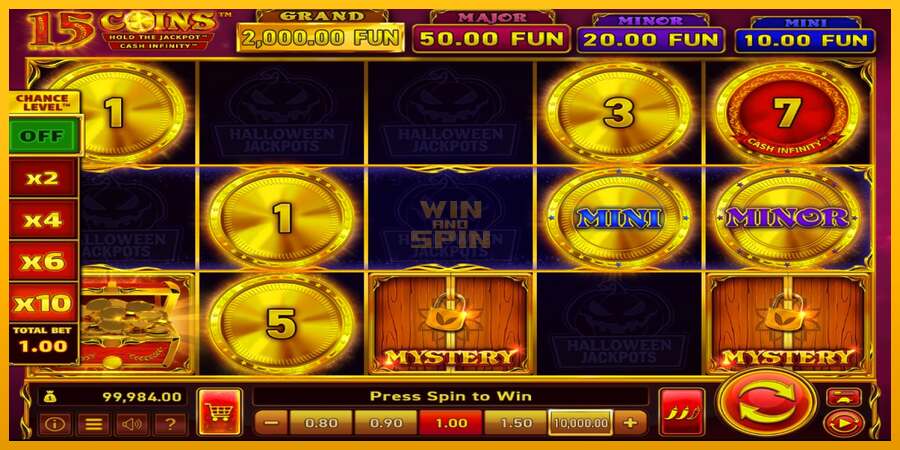 15 Coins Grand Gold Edition Halloween Jackpot dirua lortzeko joko-makina, irudia 2