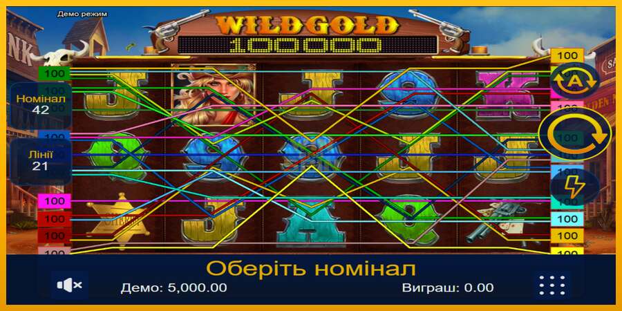 Wild Gold 100000 dirua lortzeko joko-makina, irudia 1