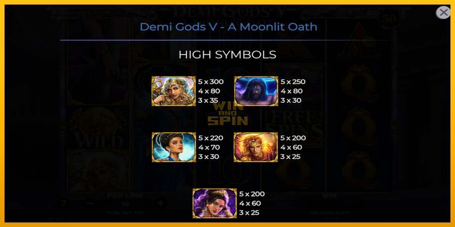 Demi Gods V – A Moonlit Oath dirua lortzeko joko-makina, irudia 6