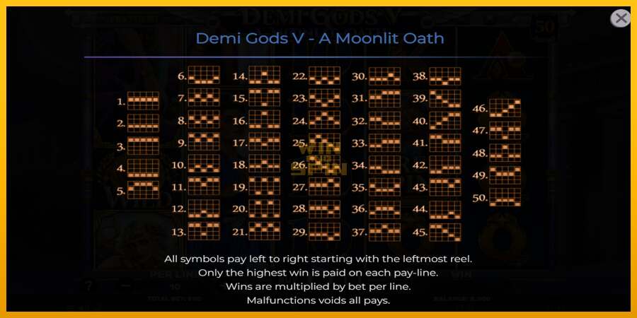 Demi Gods V – A Moonlit Oath dirua lortzeko joko-makina, irudia 7