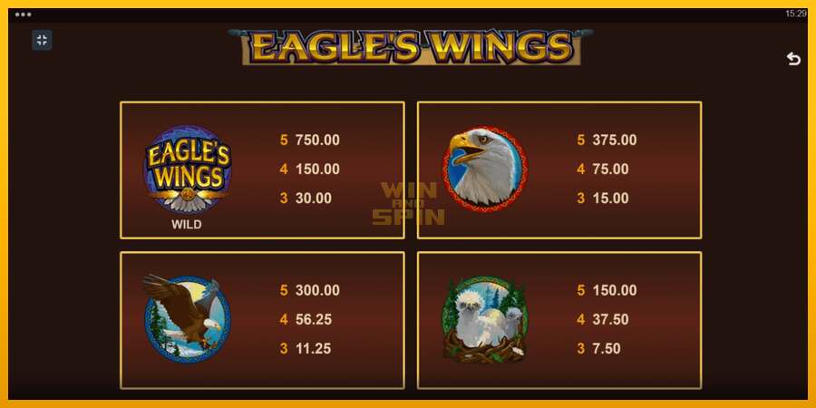 Eagles Wings dirua lortzeko joko-makina, irudia 6