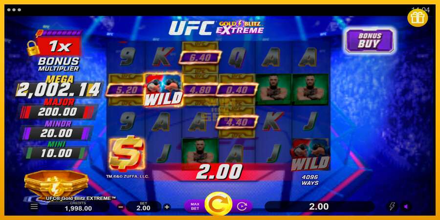 UFC Gold Blitz Extreme dirua lortzeko joko-makina, irudia 2