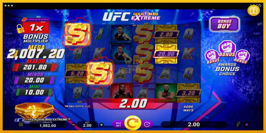 UFC Gold Blitz Extreme dirua lortzeko joko-makina, irudia 3