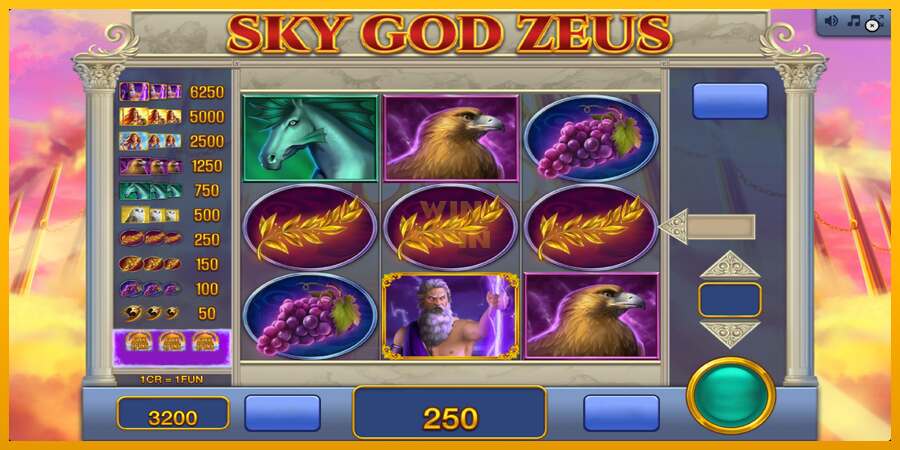 Sky God Zeus 3x3 dirua lortzeko joko-makina, irudia 3