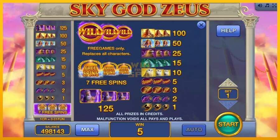 Sky God Zeus 3x3 dirua lortzeko joko-makina, irudia 7