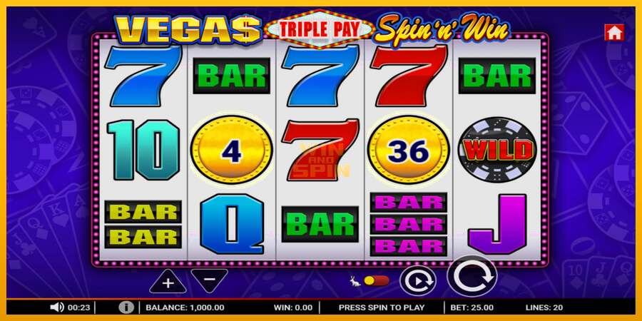 Vegas Triple Pay Spin n Win dirua lortzeko joko-makina, irudia 1