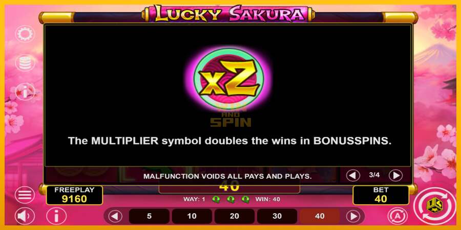 Lucky Sakura Win Spins dirua lortzeko joko-makina, irudia 7