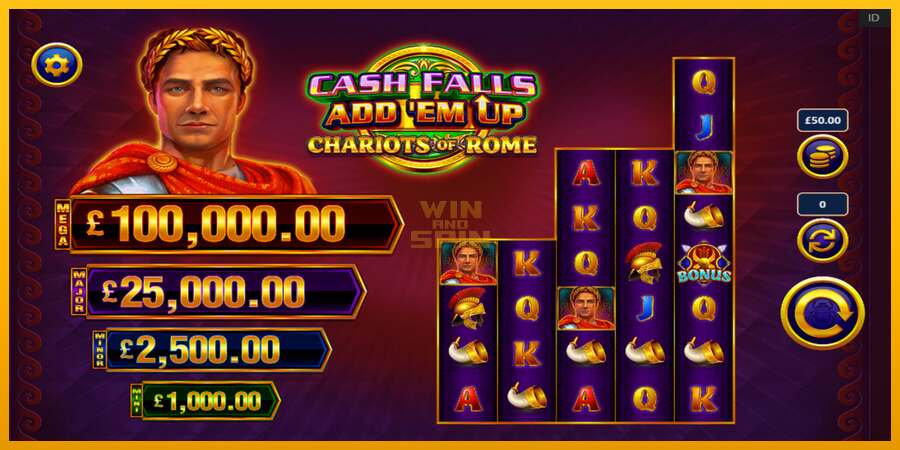 Cash Falls: Add Em Up Chariots of Rome dirua lortzeko joko-makina, irudia 2