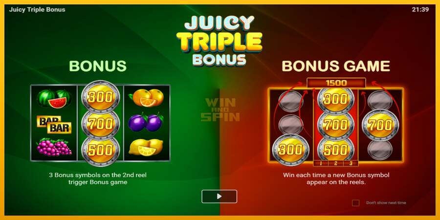 Juicy Triple Bonus dirua lortzeko joko-makina, irudia 1