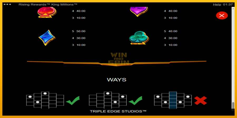 Rising Rewards King Millions dirua lortzeko joko-makina, irudia 6