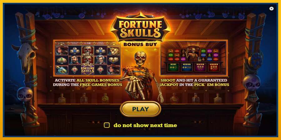 Fortune Skulls Bonus Buy dirua lortzeko joko-makina, irudia 1