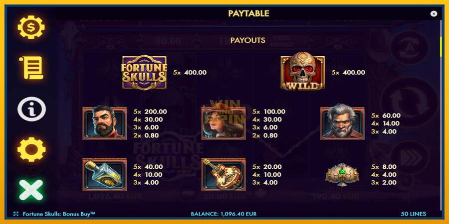 Fortune Skulls Bonus Buy dirua lortzeko joko-makina, irudia 6