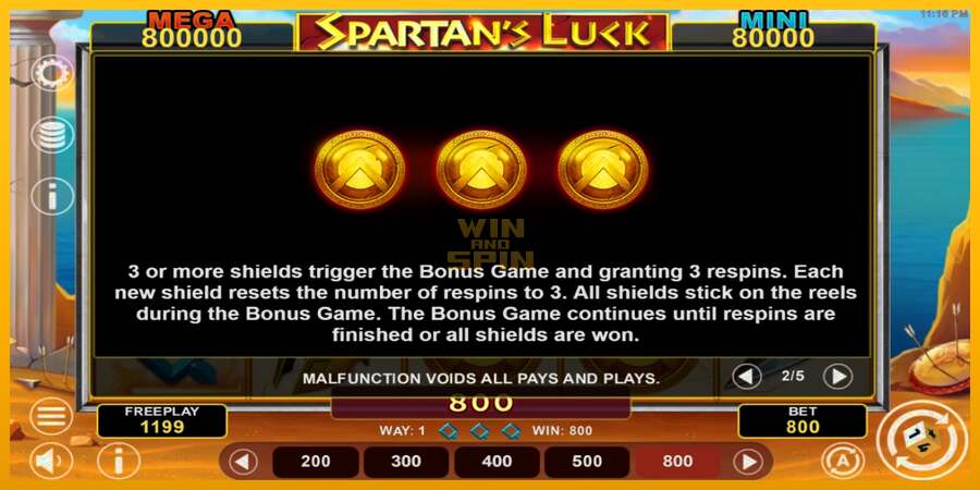 Spartans Luck Hold & Win dirua lortzeko joko-makina, irudia 5