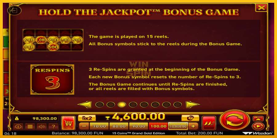 15 Coins Grand Gold Edition Score The Jackpot dirua lortzeko joko-makina, irudia 5