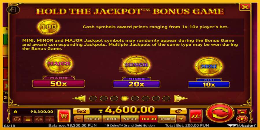 15 Coins Grand Gold Edition Score The Jackpot dirua lortzeko joko-makina, irudia 6