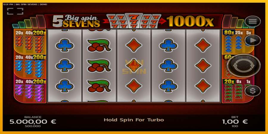 Big Spin Sevens dirua lortzeko joko-makina, irudia 1