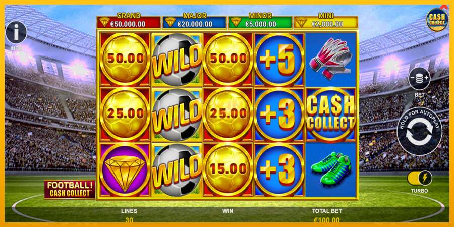 Football Cash Collect PowerPlay Jackpot dirua lortzeko joko-makina, irudia 2