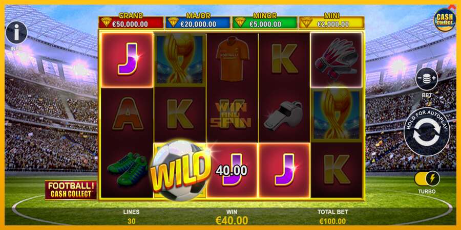 Football Cash Collect PowerPlay Jackpot dirua lortzeko joko-makina, irudia 3