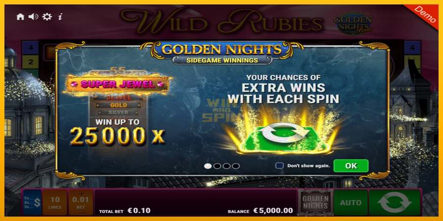 Wild Rubies Golden Nights dirua lortzeko joko-makina, irudia 1