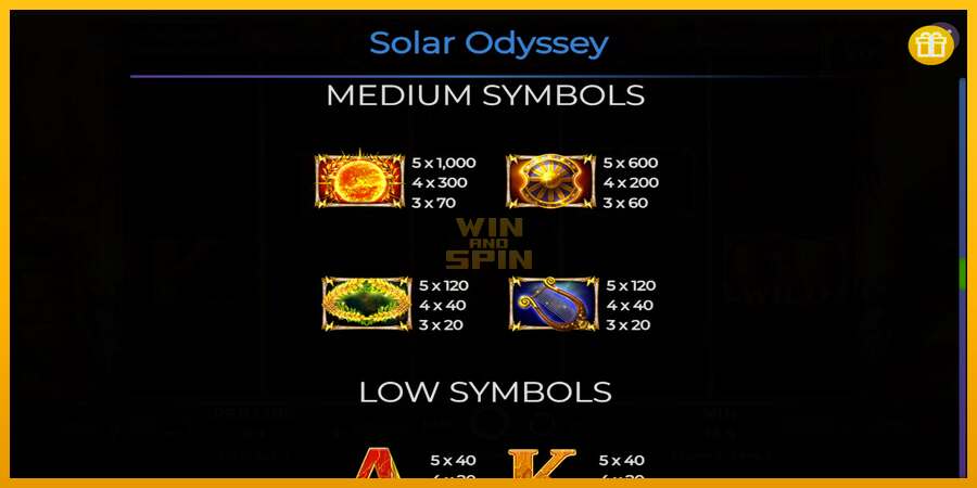 Solar Odyssey dirua lortzeko joko-makina, irudia 6