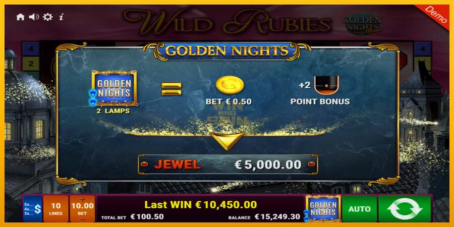 Wild Rubies Golden Nights dirua lortzeko joko-makina, irudia 4