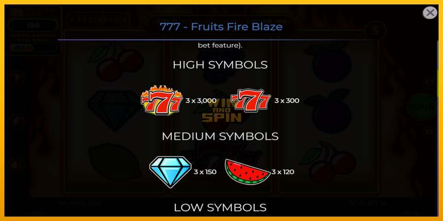 777 - Fruits Fire Blaze dirua lortzeko joko-makina, irudia 6