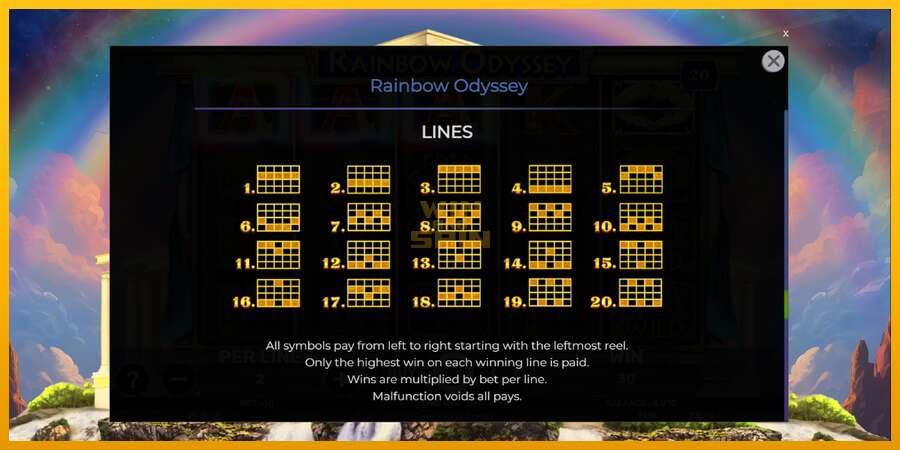 Rainbow Odyssey dirua lortzeko joko-makina, irudia 7