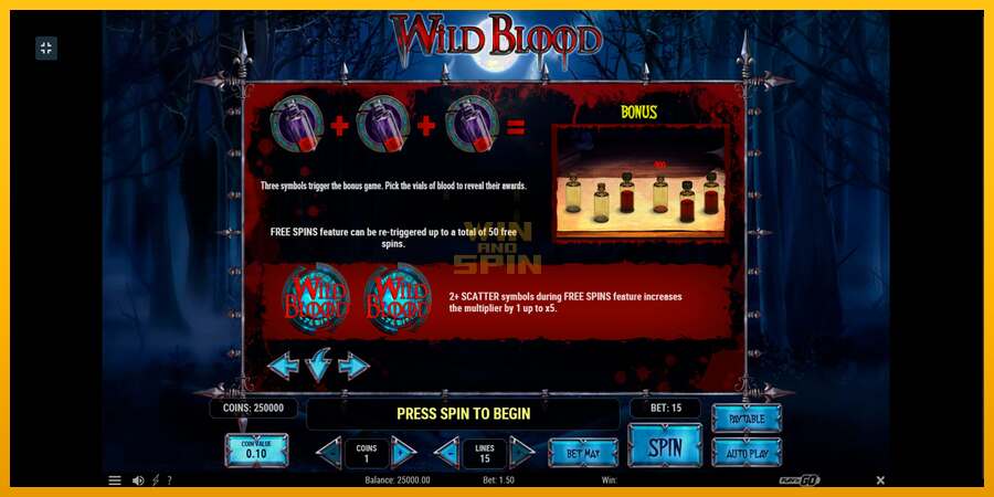 Wild Blood dirua lortzeko joko-makina, irudia 9