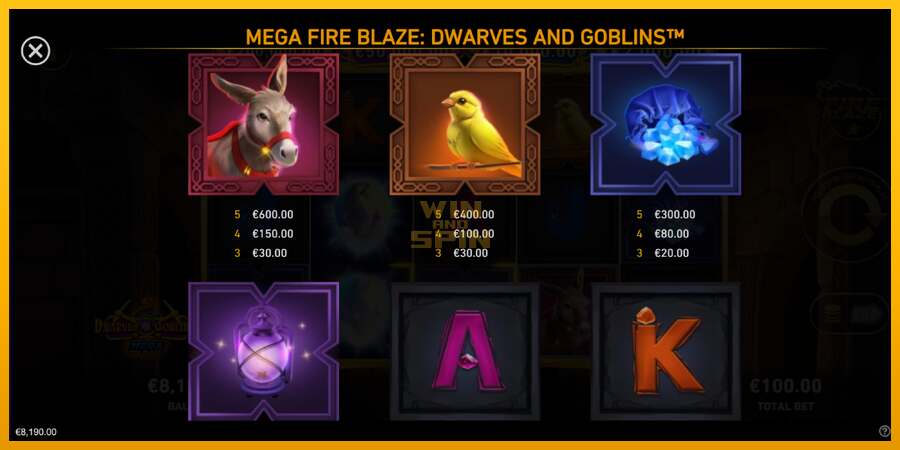 Mega Fire Blaze: Dwarves & Goblins dirua lortzeko joko-makina, irudia 6