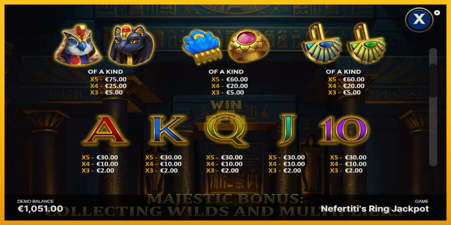 Nefertitis Ring Jackpot dirua lortzeko joko-makina, irudia 6