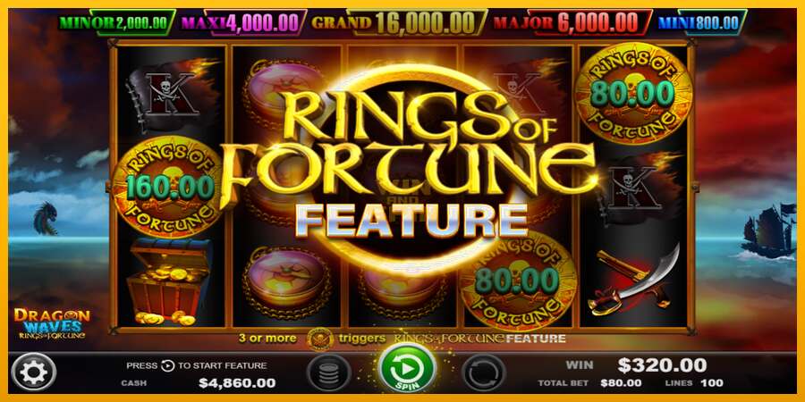 Dragon Waves - Rings of Fortune dirua lortzeko joko-makina, irudia 3