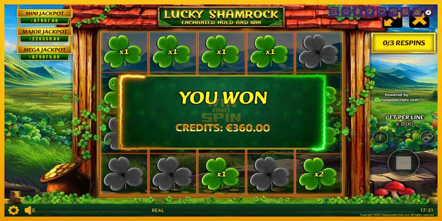 Lucky Shamrock - Enchanted Hold and Win dirua lortzeko joko-makina, irudia 4