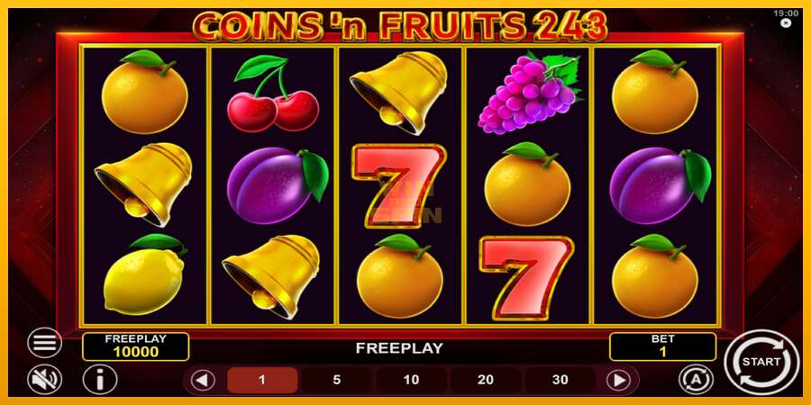 Coinsn Fruits 243 dirua lortzeko joko-makina, irudia 2