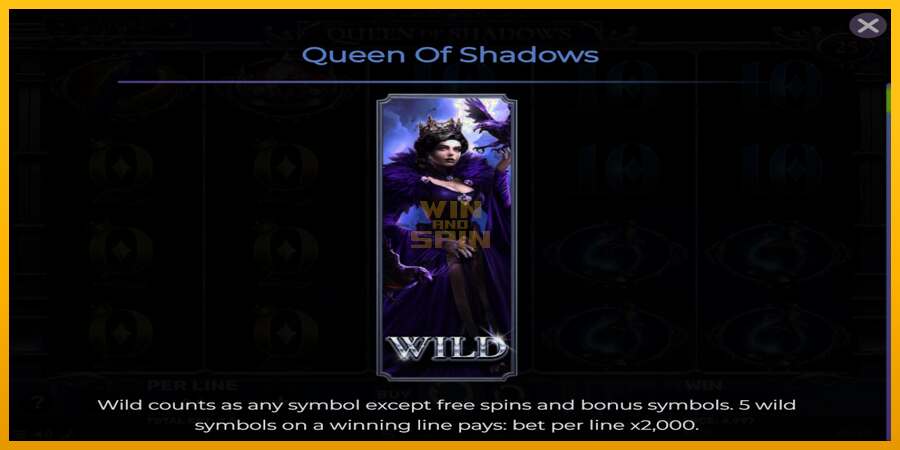 Queen of Shadows dirua lortzeko joko-makina, irudia 4