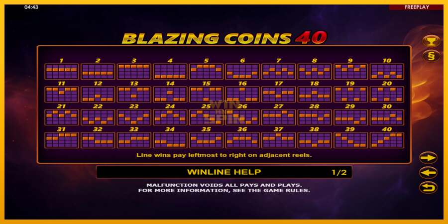 Blazing Coins 40 dirua lortzeko joko-makina, irudia 5