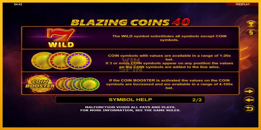 Blazing Coins 40 dirua lortzeko joko-makina, irudia 6