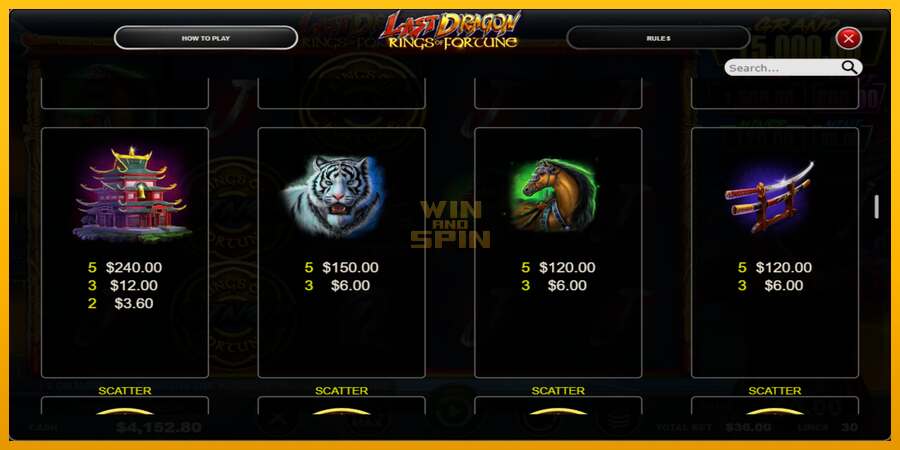 Last Dragon - Rings of Fortune dirua lortzeko joko-makina, irudia 3