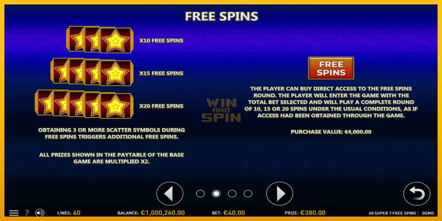 40 Super 7 Free Spins dirua lortzeko joko-makina, irudia 6