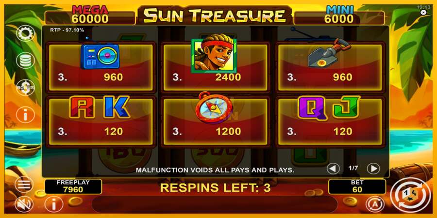 Sun Treasure Hold & Win dirua lortzeko joko-makina, irudia 5