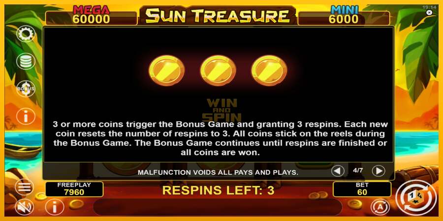 Sun Treasure Hold & Win dirua lortzeko joko-makina, irudia 7