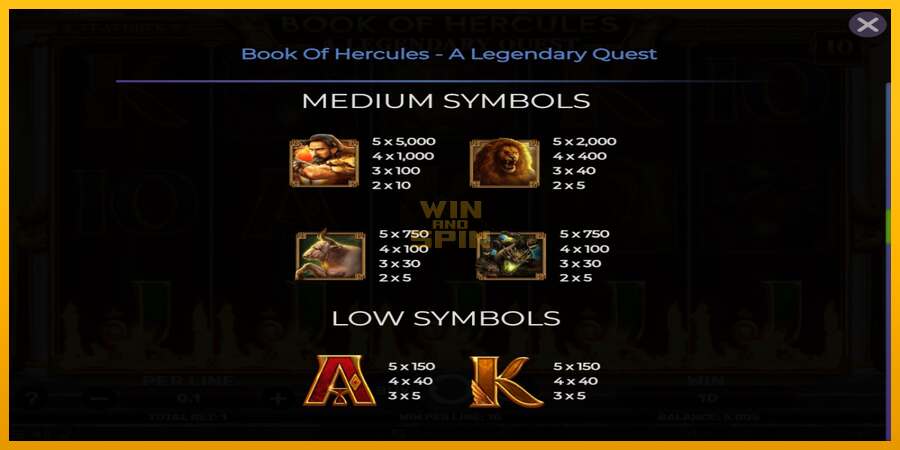 Book of Hercules - A Legendary Quest dirua lortzeko joko-makina, irudia 5