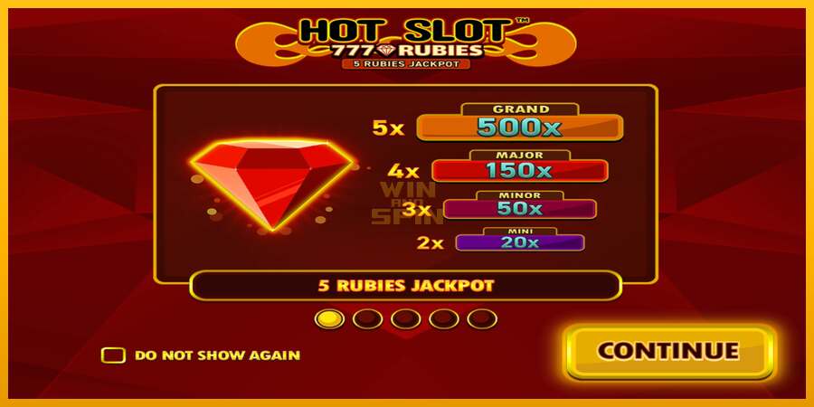 Hot Slot 777 Rubies Extremely Light dirua lortzeko joko-makina, irudia 1