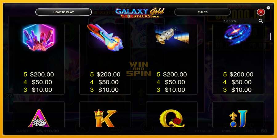 Galaxy Gold CashStacks Gold dirua lortzeko joko-makina, irudia 5