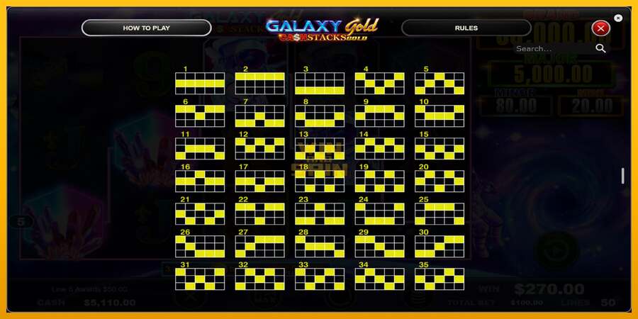 Galaxy Gold CashStacks Gold dirua lortzeko joko-makina, irudia 6