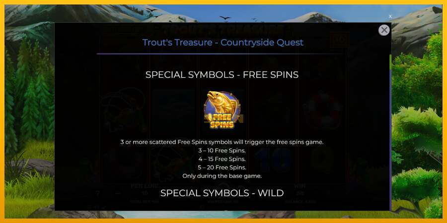 Trouts Treasure Countryside Quest dirua lortzeko joko-makina, irudia 5