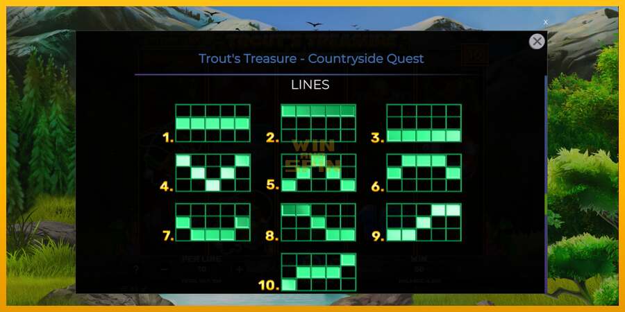 Trouts Treasure Countryside Quest dirua lortzeko joko-makina, irudia 7