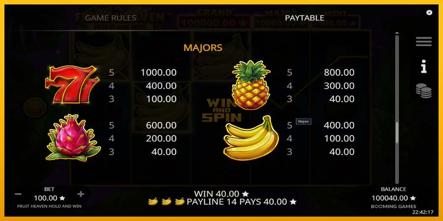 Fruit Heaven Hold and Win dirua lortzeko joko-makina, irudia 6