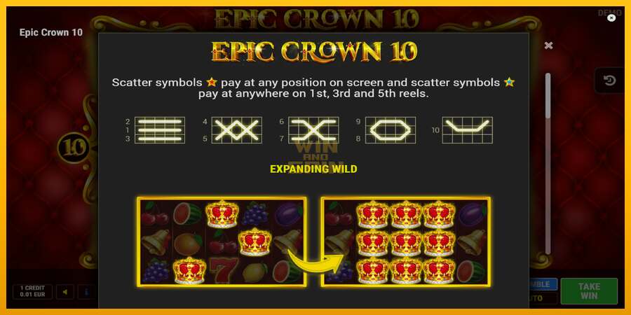 Epic Crown 10 dirua lortzeko joko-makina, irudia 5