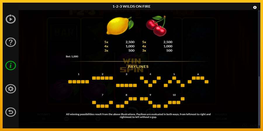 1-2-3 Wilds on Fire dirua lortzeko joko-makina, irudia 6